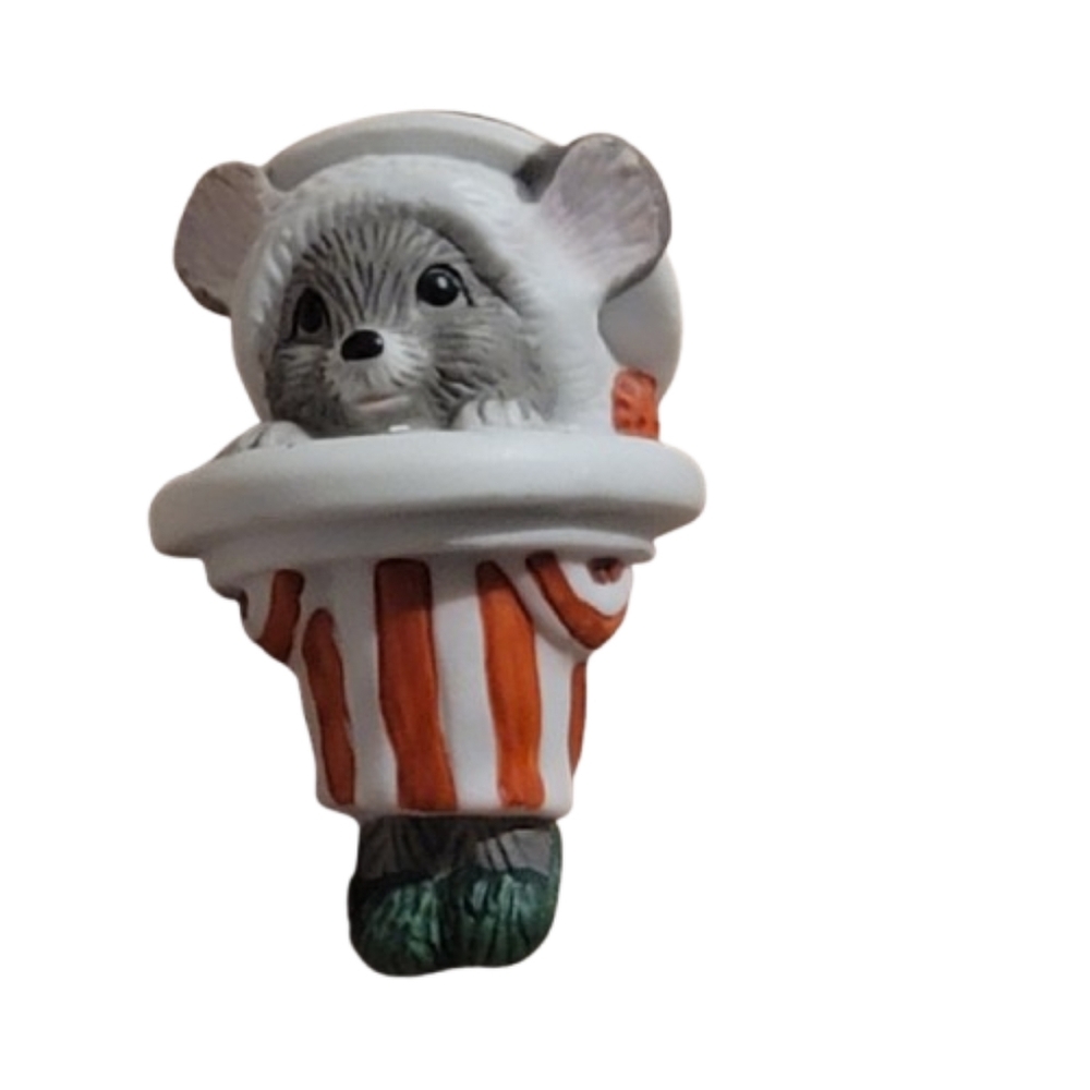 Replacement top for Cute Mouse Figurine in Striped Outfit top for teapot holiday